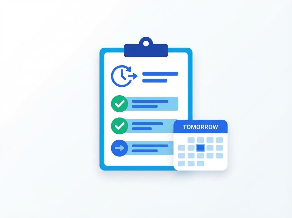 Action plan checklist with clock showing speed